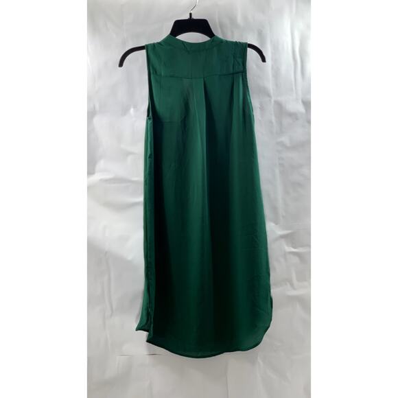 H&M Women's Forest Green V-Neck Semi-Sheer Round-Hem Mini Dress SZ 2 - Picture 2 of 11